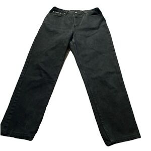 VTG Calvin Klein High Rise Black Jeans Size 12x27 100% Cotton Made In USA Hemmed